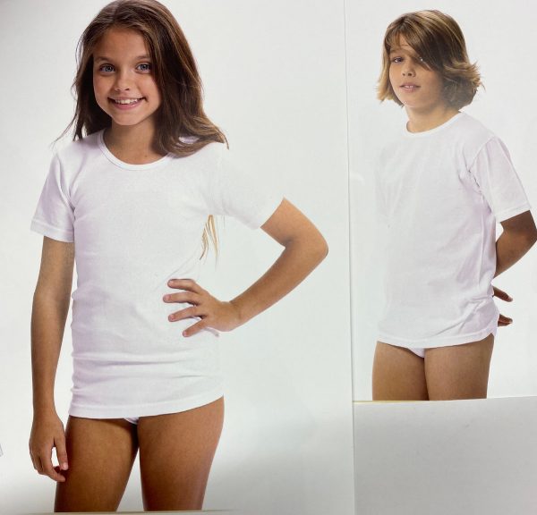 camiseta interior niño niña-algodon
